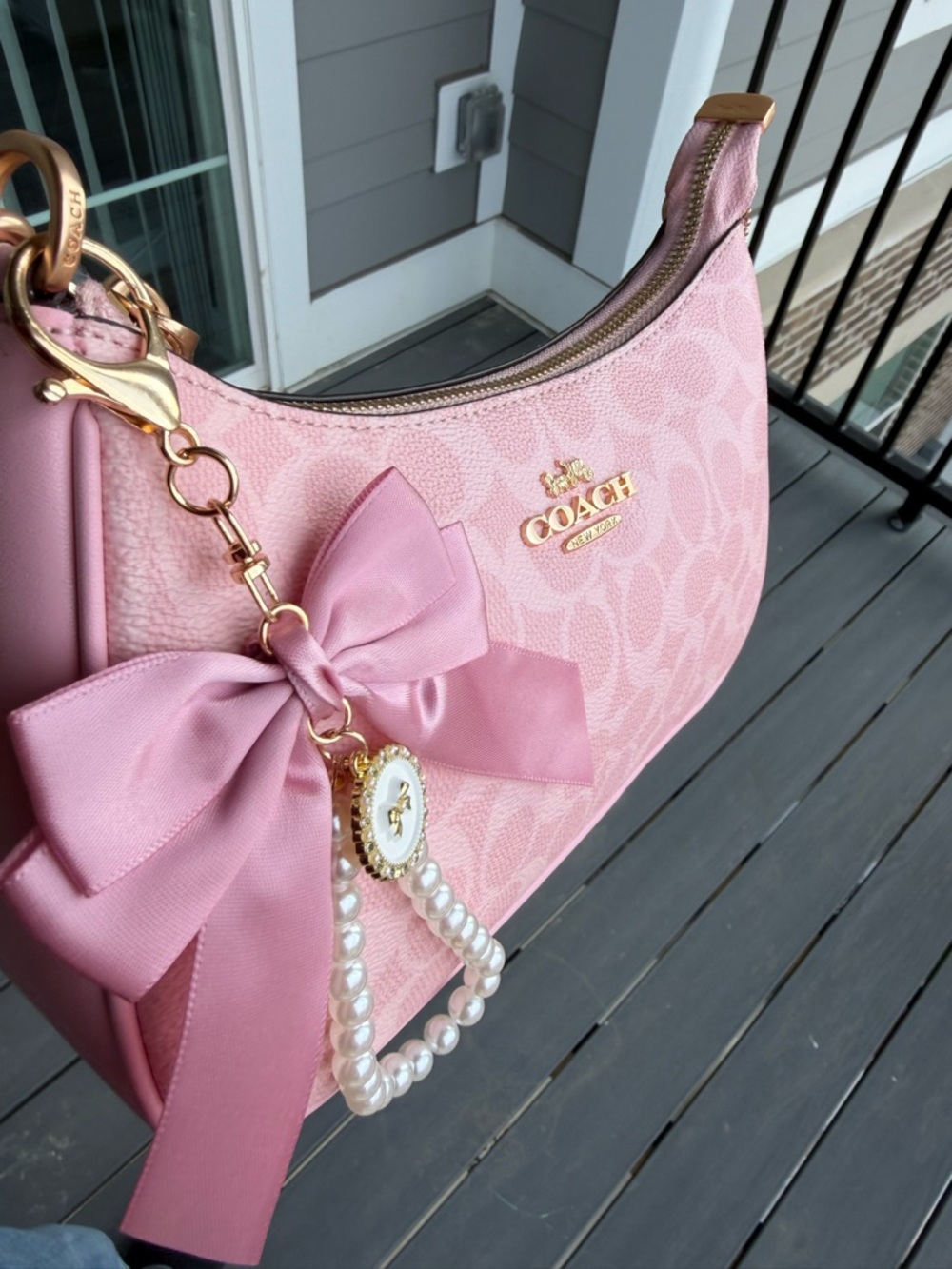 COACH Pink Signature Canvas  Bag - Picture 4 of 7